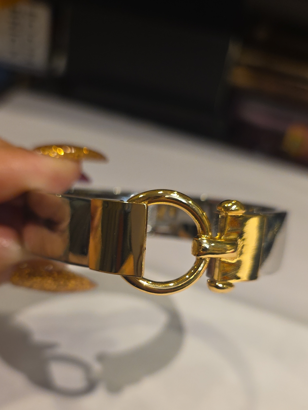 Talbots Two-Tone Gold and Silver Ring-Accent Bracelet